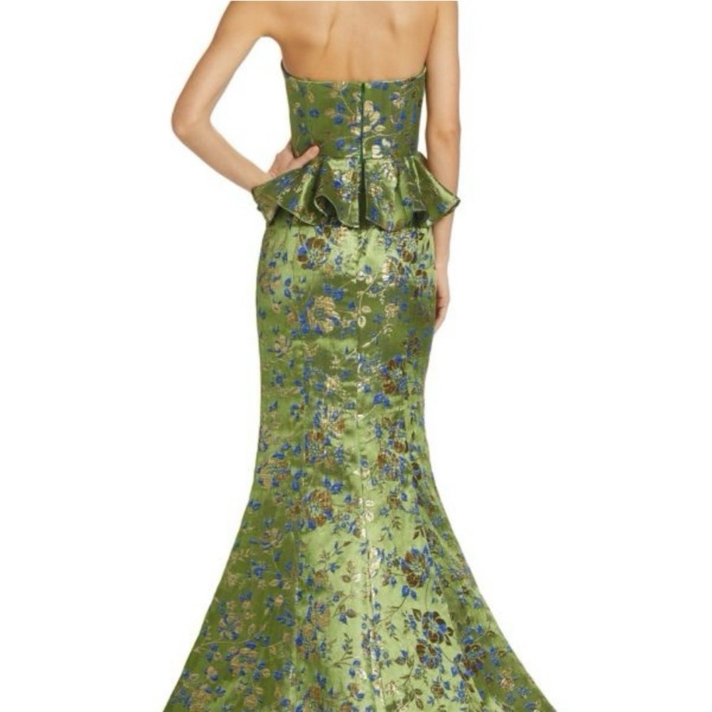 Marchesa Floral Green Strapless Midi Dress - Picture 2 of 2